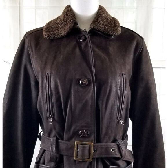 Vintage MITICI ANNI Italy Women’s Size S Flying Jacket Brown Thick Leather - Picture 2 of 12